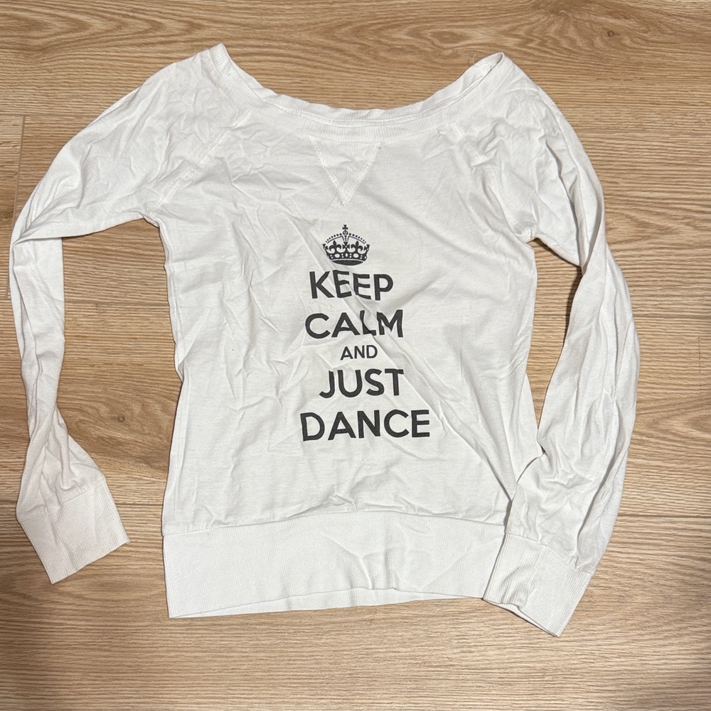 White Long Sleeve Girls Graphic Dance Top